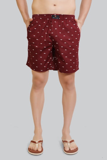 Aero Premium Cotton Men Boxer Shorts-Maroon Delight