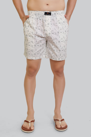 Aero Premium Cotton Men Boxer Shorts-White Breeze