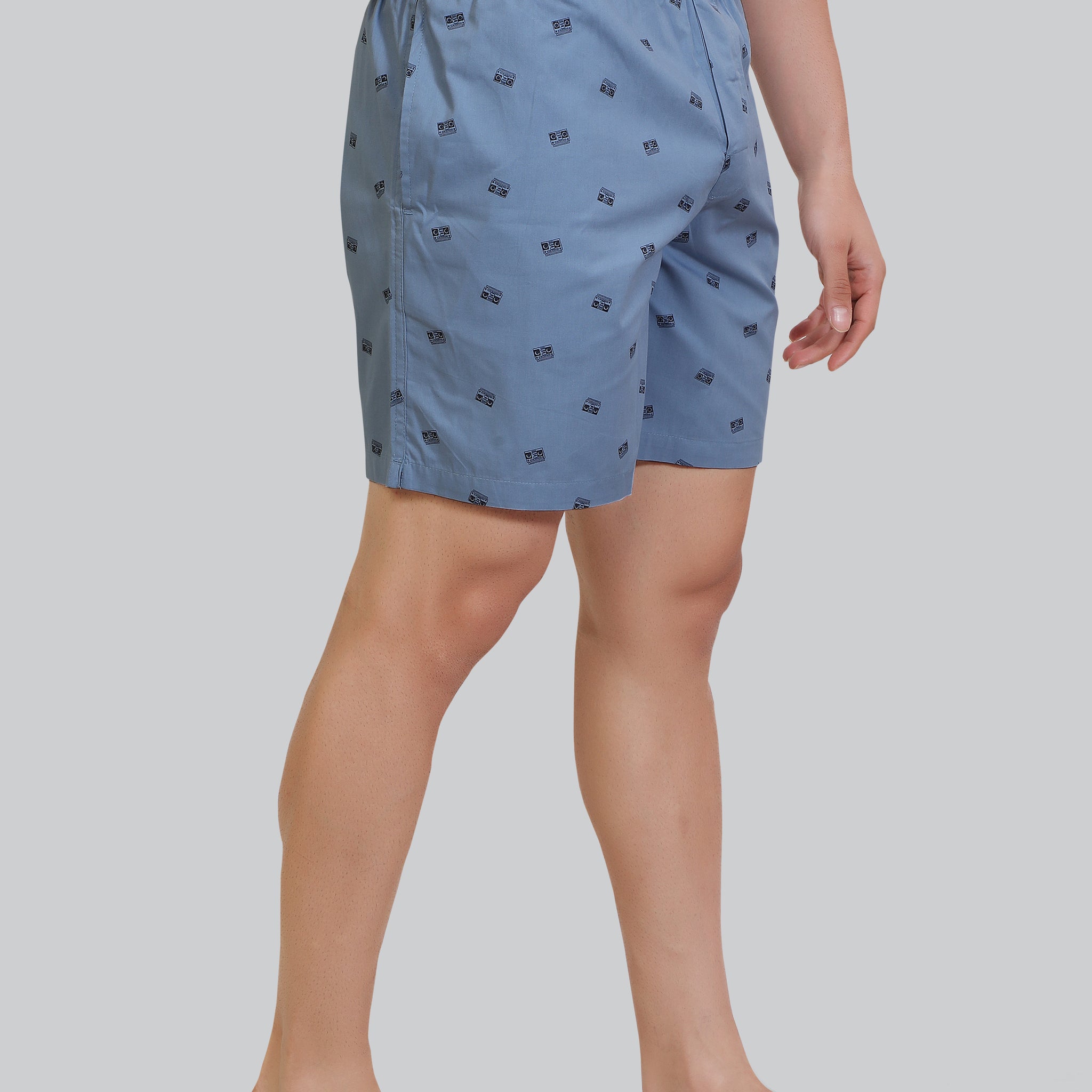 Aero Premium Cotton Men Boxer Shorts-Blue Raga