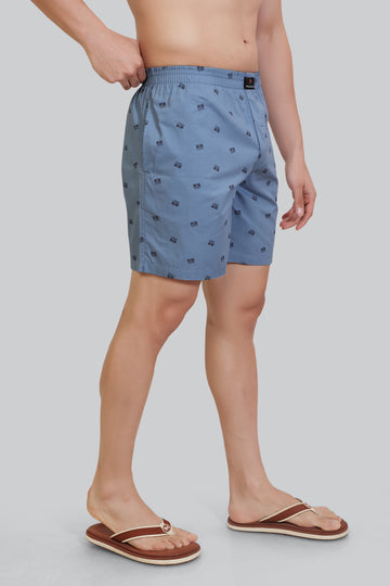 Aero Premium Cotton Men Boxer Shorts-Blue Raga